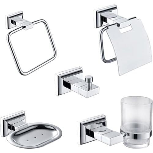 Polish Bathroom Accessories Hardware Set Toilet Paper Holder Towel Ring Hanger Robe Hook Shower Soap Dish Holder Toothbrush Cup