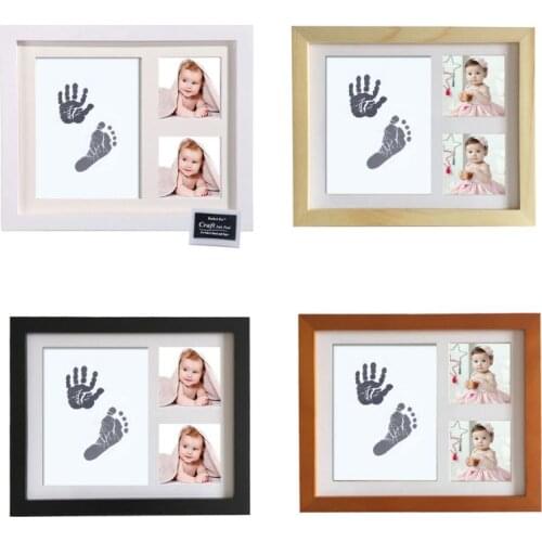 Baby Footprint Kit Handprint Picture Frame with Safe and Non-Toxic Ink Pad Perfect Newborn Keepsakes Girls Boys Shower Gift