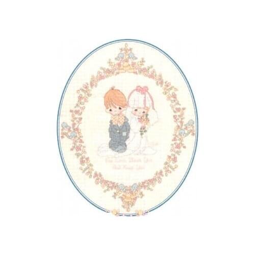 European Style Fishxx Cross Stitch 14CT Kit H001 Cute Cartoon Characters Pattern Bride And Groom Festive Wedding Hand Embroidery
