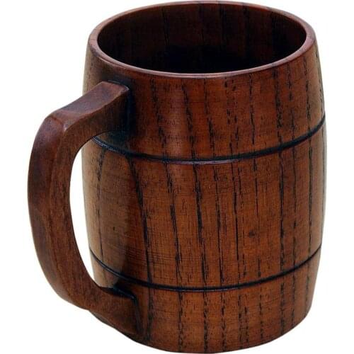 2016 New 400ml/15oz Handmade Barrel Juice Beer Mugs Wooden Tea Cups Wood Mug Drink Durable Cup