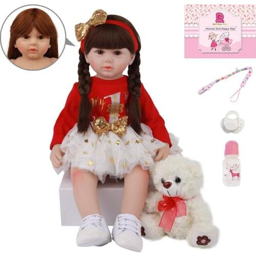 New Arrival Bebe Reborn Baby Doll Soft Vinyl Cloth Body Doll 60CM Toy For Childrens Day Gifts Kids Birthday Present 24 Inch