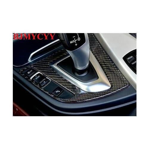 BJMYCYY Carbon Fiber Interior Console Gear Shift panel decorative cover for BMW3 2013-17 3GT 316i 320i 328Li F30-34 420i 2012-16