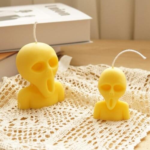 Ghost Head Candle Silicone Mold for Candle Making Skull Silicone Mold Aromatherapy Plaster Candle Mold Halloween Home Decoration