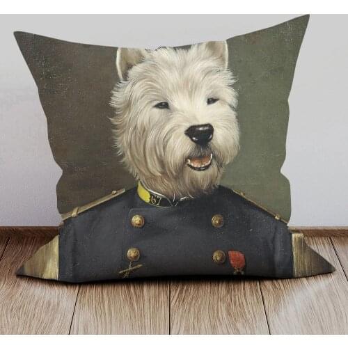 Dogs Portraits Posters Cushion Covers European Retro Vintage Hand Paintings Dog Decorative Pillow Case