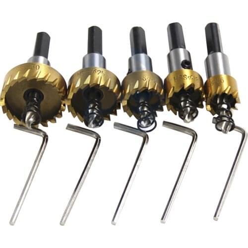 5PCS/set HSS Titanium Twist Drill Bit Holesaw Cutter Tool for Aluminum Iron Matkap Set for Installing Locks 16/18/20/25/30mm