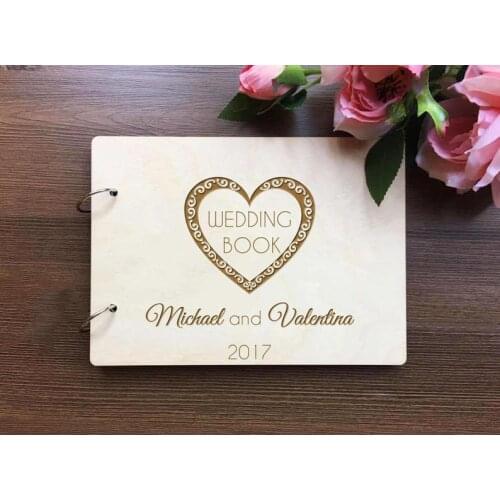 Wedding guest book wood, Rustic Guestbook, Wedding Album Laser Engraved, Wedding Guest Book with heart, Custom Guest Book, photo