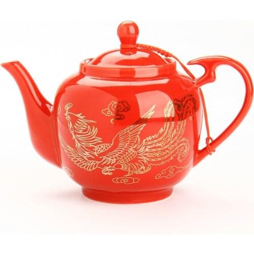 Wedding red double happiness wedding dowry tea set