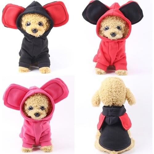 XS to 2XL Pet Dog Big Ears Hoodie Coat Soft Fleece Warm Puppy Clothes Dog Sweatshirt Winter Cute Cartoon Dog Apparel For Winter