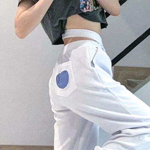 Cross strappy sweatpants women 2021 summer new design high waist loose straight love casual pants to the feet