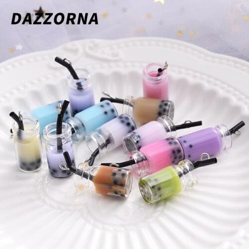 10Pcs/Lot 10x18mm Pearl Milk Tea Pendants Crafts Making Findings Handmade Jewelry DIY for Earrings Necklace Accesories