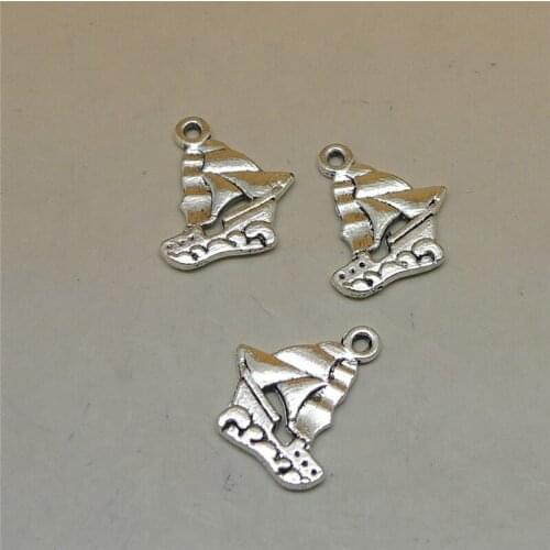 100Pcs/lot Antique Silver Sailboat Charms Tiny Boat Pendant 20x18mm DIY Handmade Jewelry