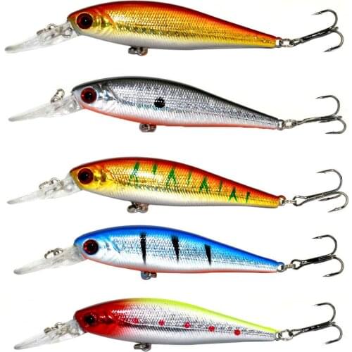11cm 3D Fake Lures Stripe Pattern Minnow Streak Fishing Lure Bass Freshwater Hook Hard Bait