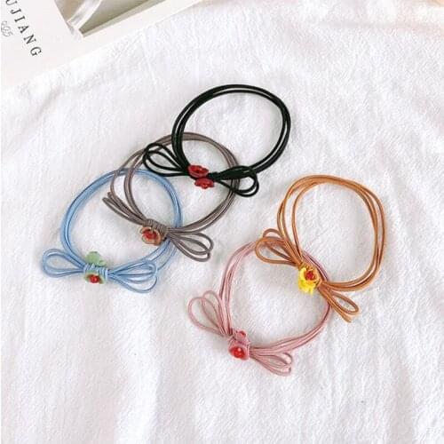 (2pcs in)fashion kontted thin deco flower 3 layer super elastic hairband tie scrunchies ponytail holder accessories dx139