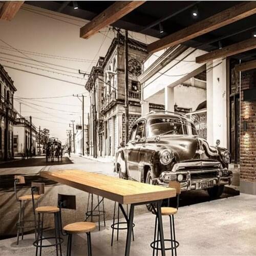Custom Retro Nostalgic Black And White Street Sculpture Mural 3D Wallpaper Roll Living Room TV Bedroom Background Wall Covering