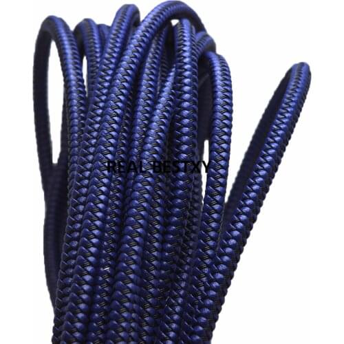 5m/lot approx 5.1*5.1mm blue Leather Round Cord String Rope steel wire leather strands for Necklace Bracelet DIY Jewelry Making
