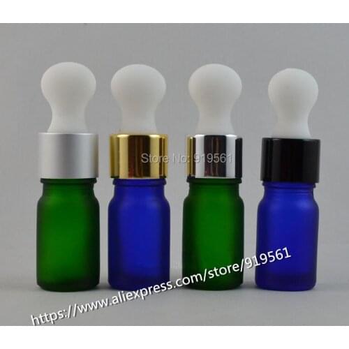 5ML Green/ Blue Frosted glass dropper bottle Serum /Essential Oil/ Massage Oil Pipette Refillable Bottle