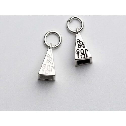 925 Sterling Silver Fashion Trigonometric Cone Shape Charms 12x6mm Pattern Carved Pendant For Women DIY Craft Necklace Findings