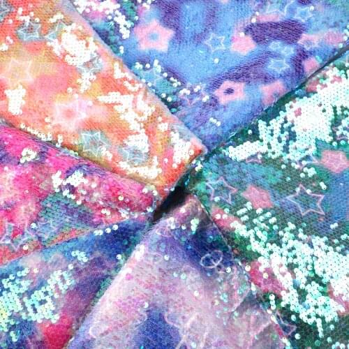 David accessories 50*145cm Star Mermaid Reversible Sequins Sparkly Color Fabric,DIY Crafts For Dress Cushion Clothe,c10707