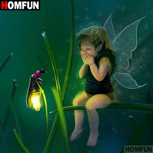HOMFUN Full Square/Round Drill 5D DIY Diamond Painting "Butterfly fairy" 3D Diamond Embroidery Cross Stitch Home Decor A18698