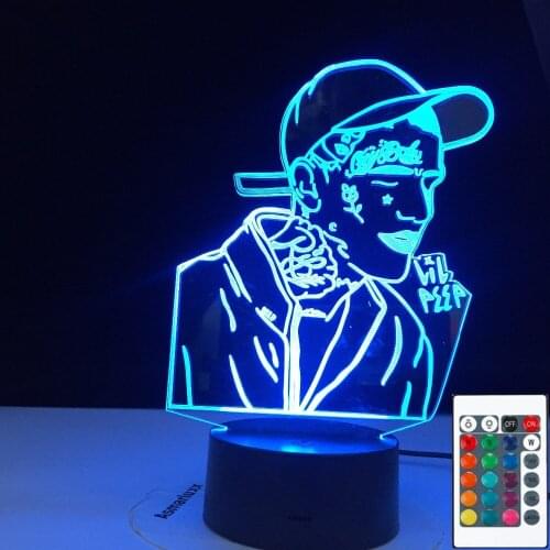 American Rapper Lil Peep Led Night Light for Home Decoration Colorful Nightlight Gift for Fans Celebrity 3D Lamp Drop Shipping