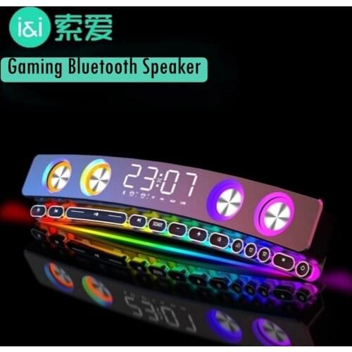 3600mAh Wireless Game Bluetooth Speaker soundbar USB 3D Stereo Subwoofer AUX FM Home Clock Indoor Sound Bar Computer Loudspeake