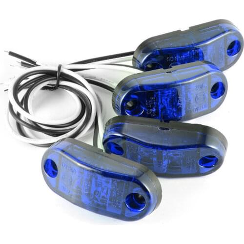 Krator 4PCS 12V-24V Blue 2 LED Car Truck Trailer Side Marker Lights Lamp Blinker Waterproof