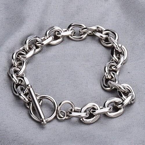 Bracelet men stainless steel color chain bracelets hip hop charm bracelets Chain on hand boho jewelry gifts for men accessories