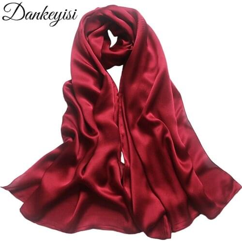 DANKEYISI Plain Crepe Satin Women Square Scarf Female Pure Silk Scarf Shawl Women Real Silk Scarves Ladies Neck Scarf Muslim