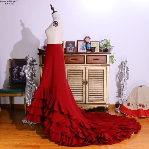 Girls Spanish Dress Flamenco Cotton Women Ballroom Waltz Dance Costumes Foxtrot Wear CWQ07