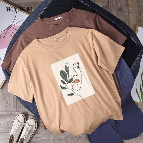 WYWM New Summer Tshirts Women Harajuku Funny Character Graphic Printed Tees Casual Loose Short Sleeve Female Tops Woman Clothes
