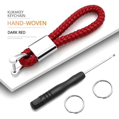 PU Leather Hand Woven Keychain Metal Key Rings Chains For Hyundai Tucson Accent I20 Solaris Creta Car Key Holder Auto Keyring