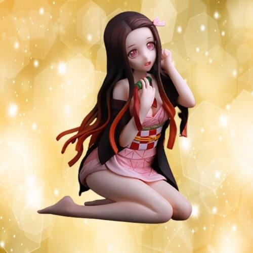 Kawaii Kimetsu No Yaiba Nezuko Tanjirou Zenitsu Pvc Action Figure Anime Demon Slayer Kneeling Version Removable Figurine Toys