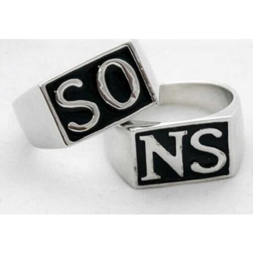 2020 Sons of Anarchy TV SOA Cosplay SONS Rings SO NS Silver Golden Mayans MC Steampunk Rock Punk Rings Men Cosplay Props