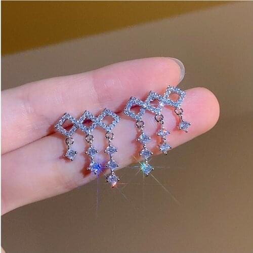 Korean Earrings Fashion Jewelry Crystal Tassel Statement Earrings Boho Earrings For Women Stud Earrings Pendientes Wholesale