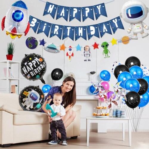 Outer Space Party Decor Solar System Birthday Party Supplies Spaceship Planets Garland Banner Balloons Boy Birthday Party Hot
