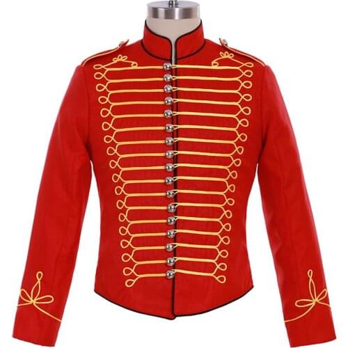 Cosplaydiy Custom Made Michael Jackson Red Jacket Coat Costume MJ Militarty Stage Coat Cosplay Top Coat L320