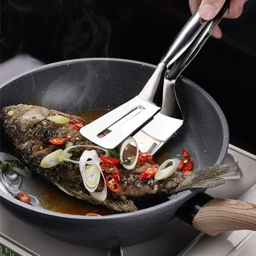 Stainless Steel Kitchen Tongs BBQ Frying Spatula Steak Clip Salad Bread Cooking Food Serving Clamp Home Restaurant Fruit Folder