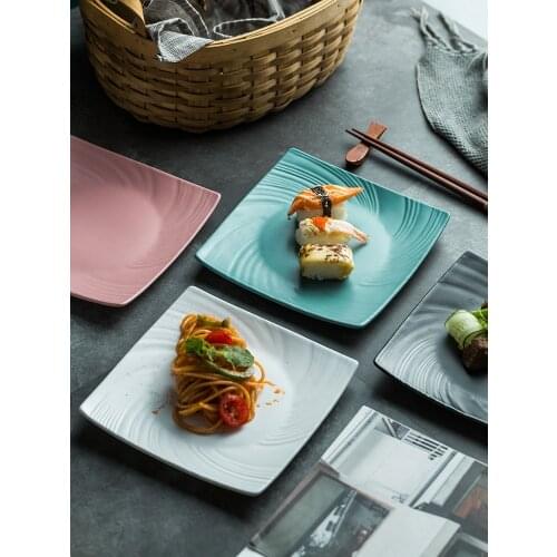 Nordic Ceramic Square Sushi Plate Dessert Cake Snack Pastry Western Food Pasta Steak Salmon Sashimi Grilled Chicken Wings Plate