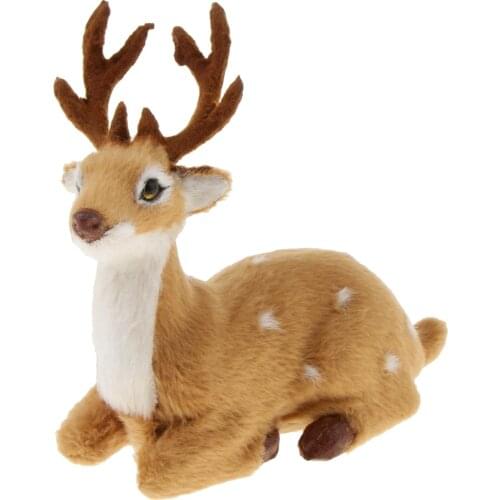 Simulation Polyethylene Animal Sika Deer Reindeer Xmas Home Decor Lying Miniatures Christmas Elk Scene Arrangement Props Lying