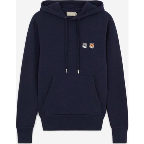 Slim Fashion Women Autumn New Fox Embroidery Cotton Hoodies Female High Street Loose Pullovers Lovers Casual Black Top ML014