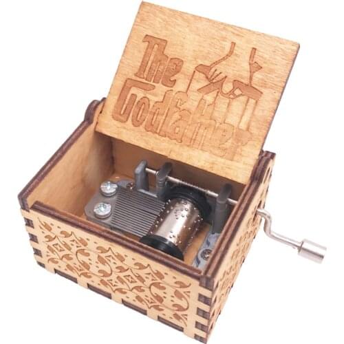 The Godfather Music Box 18 Note Hand Crank Musical Box Carved Wooden Musical Toys for Boys ,Play the Godfather-Speak Softly Love