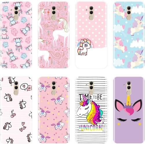 Fashion Girl Pink Soft Back Cover For Huawei Mate 9 10 20 Lite Cute Unicorn Phone Case Silicone For Huawei Mate 7 8 9 10 20 Pro