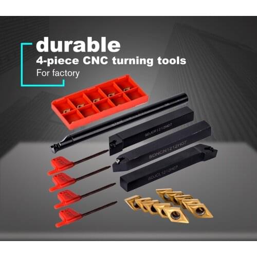 10pcs Carbide Insert Blades + 4pcs Lathe Turning Tool Holder Set + 4pcs Wrench for Lathe Turning Tool Machine Tool Sets