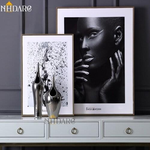 NHDARC Canvas Printings Spray Painting Modern Fashion Girl Portrait Abstract Posters and Prints Wall Pictures Art Home Decor