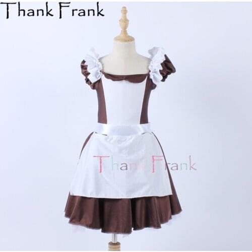 New Girls Bow Ballet Dress Women Maid Dance Costume Kids Ruffle Ballerina Tutu Dresses Adult Character Costumes For Dancing C683