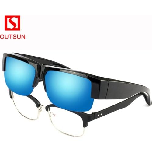 OUTSUN 2020 Fashion Semi-Rimless Fit Over Glasses For Men and Women Wear Over the Glasses Sunglasses UV400 Myopia Eyewear147