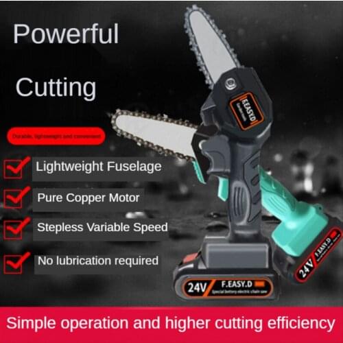 Rechargeable small electric saw woodworking one-hand electric saw garden logging mini electric chain saw