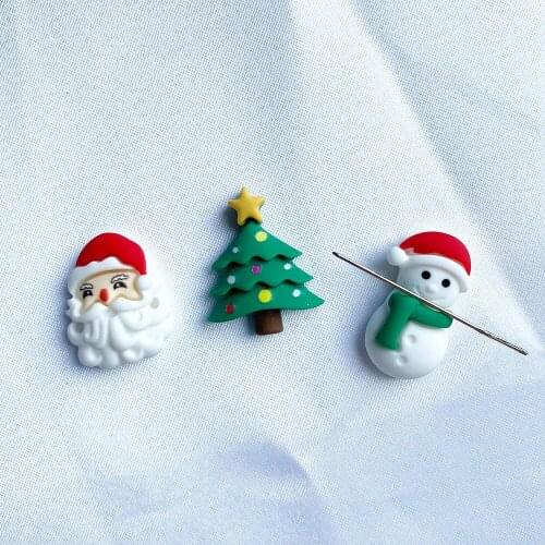 Christmas Santa Claus Needle Minder Magnetic for Cross Stitch Xmas Tree Snowman Needle Holder for Modern Embroidery, Needlework