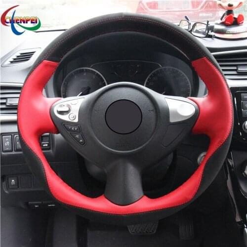 DIY Anti-Slip Red Leather Black Suede Car Steering Wheel Cover For Infiniti FX FX35 FX37 FX50 Car Interior Decoration