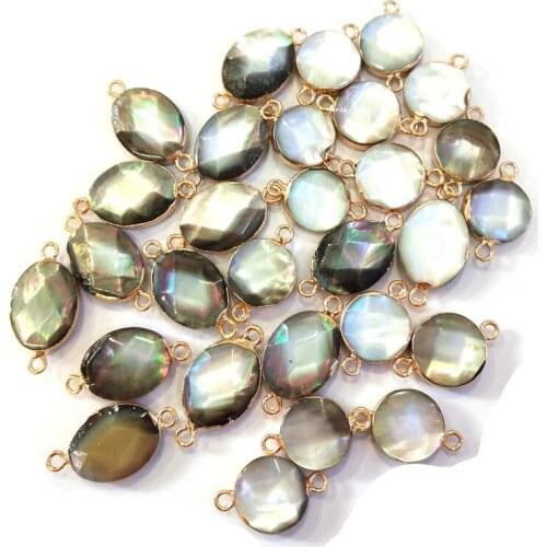 Natural Shell Pendant Connectors Exquisite Faceted Black Shell Link Charms for Jewelry Making Necklace Bracelet Gift